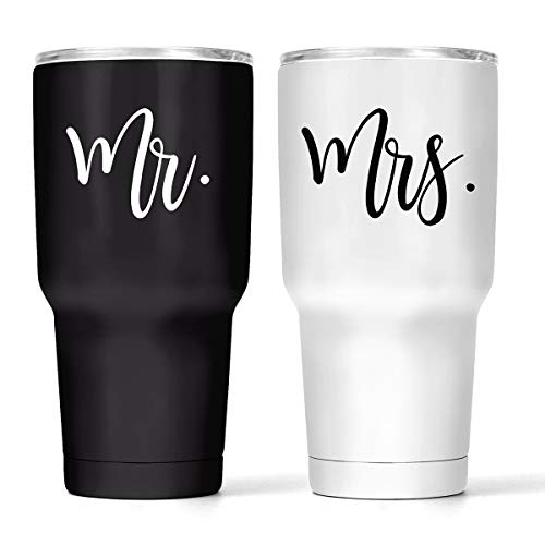 Mr & Mrs Double Wall Steel Tumbler Set – Black and White Vacuum