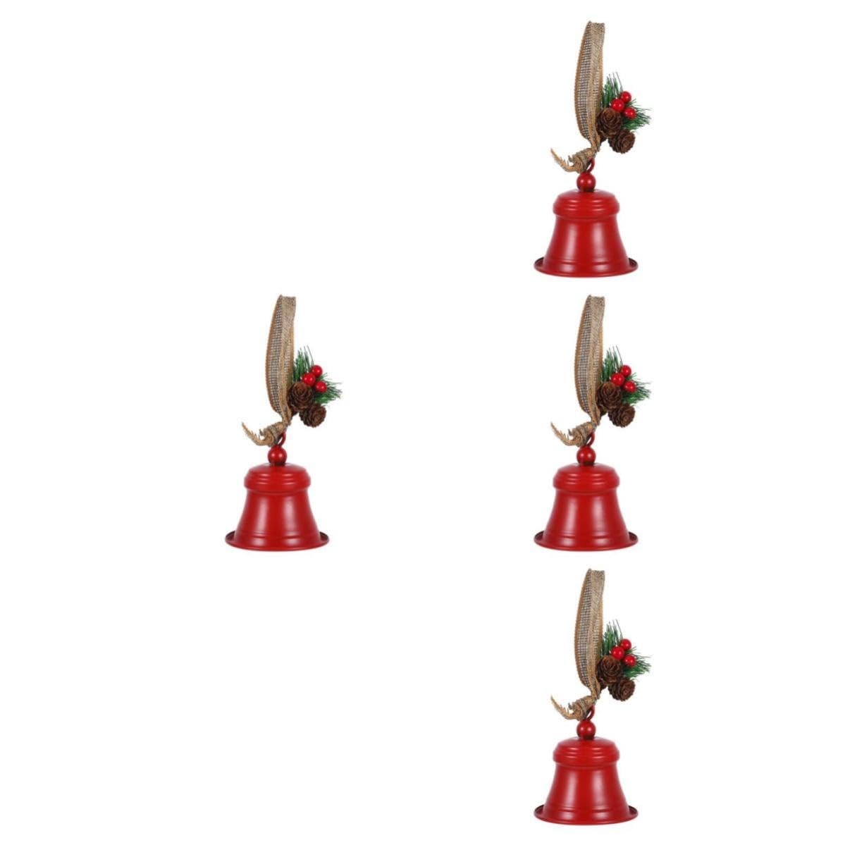 Beaupretty 4 Piezas Timbre Navideño Decorativo de Hierro Rojo, Colgante