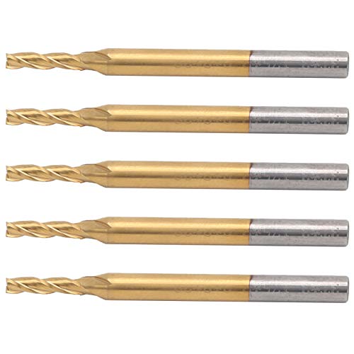 Pack of 5 3-Flute Flat Milling Cutter Ti Coating 3D Carving Drill Tool 3.175x2x8x40