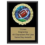 Same Day Awards Magic Football Plaque - Custom Engraved 5x7 Inch Award Wood with Black Matte Finish for Players Coaches Teams Leagues Banquets School Events and Sports Recognition