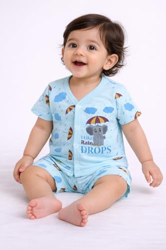 Image of Chandrika Baby Boys & Girls Regular Fit 100% Cotton Half Sleeve Jhabla & Shorts Set Pack of 3