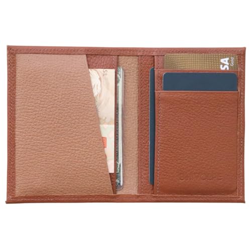 Carteira Feminina Slim Porta Cartões Couro Legítimo (Caramelo)