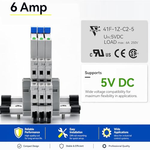 Relés miniatura de 5 voltios HF41F/5-ZS de 5 pines con módulo de riel DIN 2