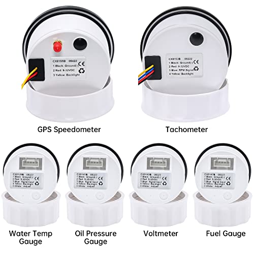 Artilaura 6 Gauge Set-Gps Speedometer, Tachometer, Fuel Gauge, Water Temperature Gauge, Oil Pressure Gauge, Voltage 7 Color Backlight For Car Auto Boat Marine #TOP4