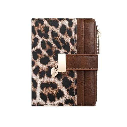 Image of Pomelo Best Wallet Women Bifold Leather Wallets for Women Credit Card Holder with ID Window Zipper Coin Pocket Leopard Print