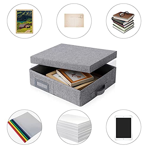 Linen Scrapbook Storage Box,14.6 '' X 13 '' X 4 '',Document Letter Box, Photo Boxes Storage ,Gray (1) #TOP7