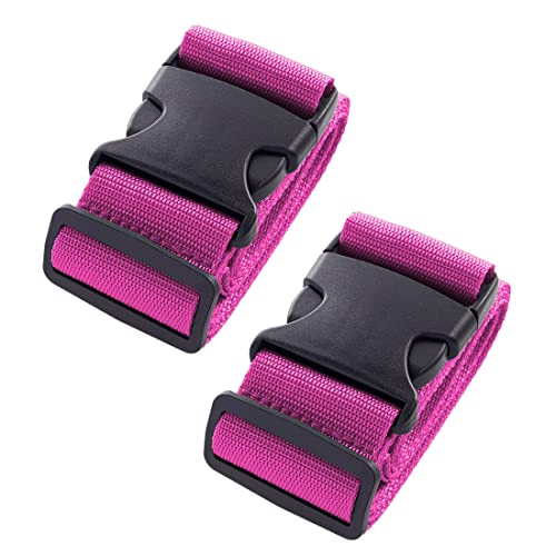 Image of 2pcs 74″x2″Luggage Straps for Suitcases,Adjustable Suitcase Straps and Heavy Duty Strap Buckle Packing Straps Travel Accessories,Pink