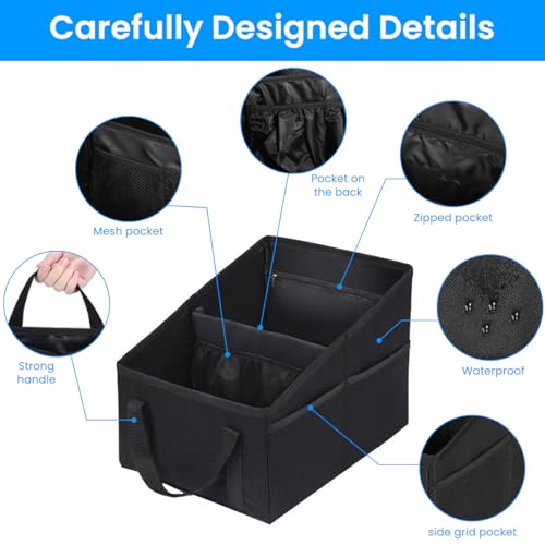 Image of STHIRA Folding Car Trunk Organizer Oxford Cloth Dual Compartments 25x31cm