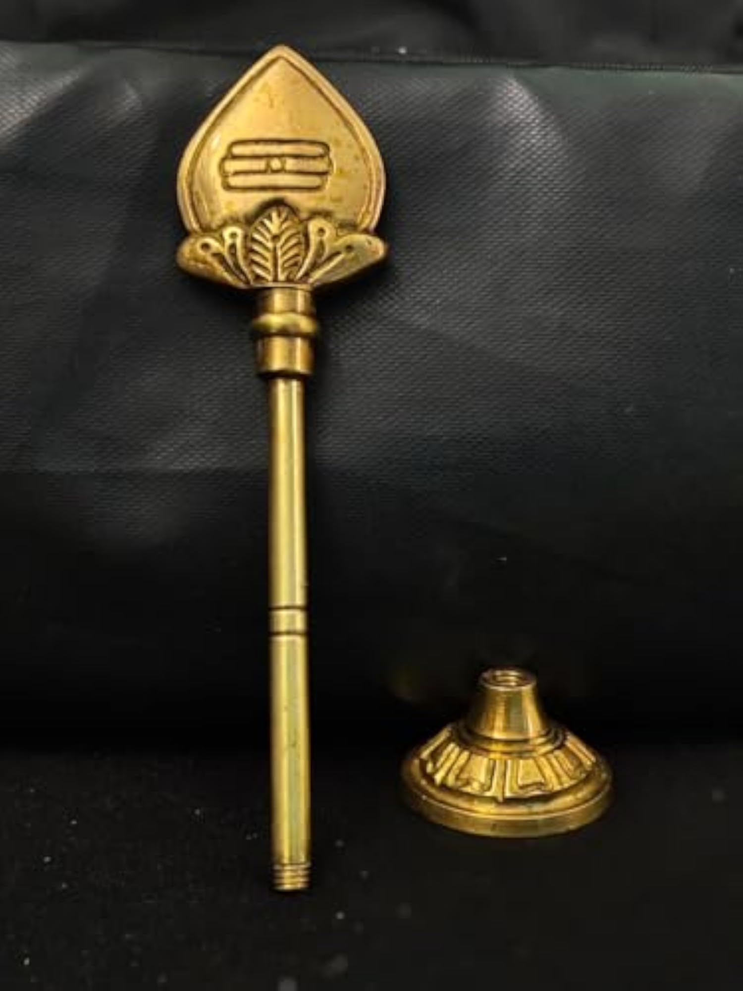 Vintage Brass Standing Murugan Vel, 15cm