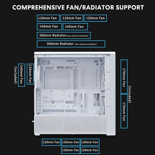 Image of Lian Li LANCOOL 217 INF Infinity Mirror Computer Case, Mid-Tower ATX PC Case w / 3 Pre-Installed Fans, 2x170mm ARGB Fans, 1x140mm, Front Mirror Glass Panel, Optimized Airflow - White (LANCOOL 217INFW)