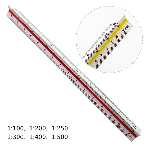 Maßstab Lineal, Kunststoff Dreikantmaßstab, Maßstab Lineal 30 cm Dreikantlineal Metrische Skalen 1:100 1:200 1:250 1:300 1:400 1:500
