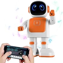 AI Interactive Robot, Smart Dancing Robot with Voice Assistant, Bluetooth Music, Programmable Moves & App Control, Educational STEM Gift, Orange