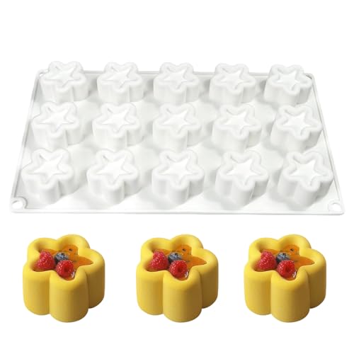 Moldes de silicona – Forma de estrella 15 Cavity – Moldes para resina moldeada | Moldes de resina de silicona para cemento de – Jabón pudín postre magdalena pastel