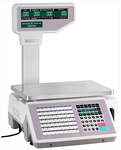 Báscula de Etiqueta Digital con Pantalla LCD y Impresora Térmica