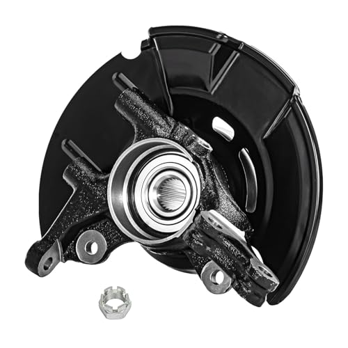 Image of Detroit Axle - Front Right Loaded Steering Knuckle for 2007-2012 Hyundai Elantra w /4-Wheel ABS, 2008 2009 2010 2011, Passenger Side Knuckle with Wheel Bearing Hub Assembly Replacement