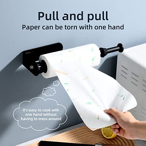 Paper Towel Holders,Single Hand Operable Under Cabinet Paper Towel Holder,Ratchet System,Self-Adhesive Or Drilled,304 Stainless Steel Wall Mount Towel Paper Holder For Kitchen,Sink,Bathroom (Black) #TOP1