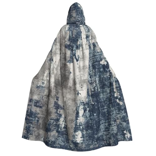 Cape à capuche imprimé abstrait bleu médiéval pour incarner votre héros de cosplay