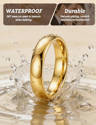 Image of ORAZIO Stainless Steel Rings for Men Women 6MM 8MM Wedding Band Rings Silver /Black /Gold Domed High Polished Basic Wedding Bands Comfort Fit Size 6-14
