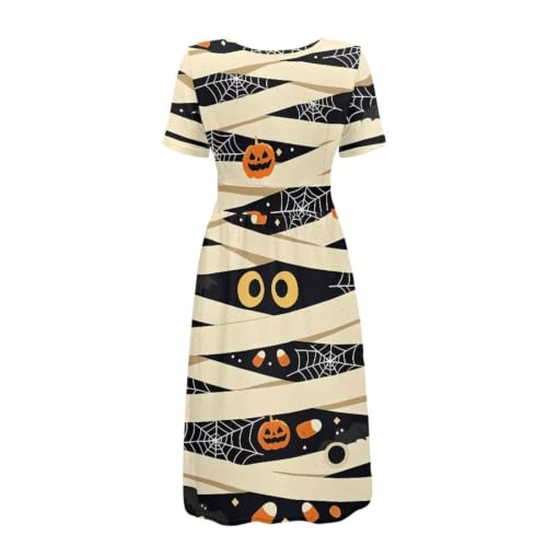 Image of Women's Summer Dresses Short Sleeve Formal Dresses with Pockets