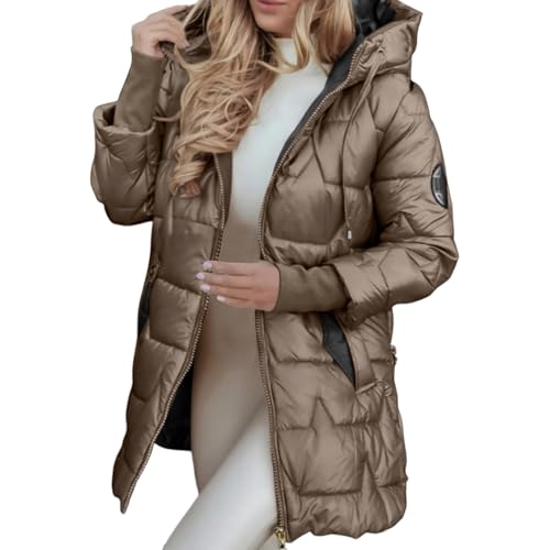 Chaqueta acolchada para mujer, chaqueta de plumón brillante, chaqueta de invierno de longitud media, chaqueta acolchada con capucha, chaqueta de entretiempo, chaqueta brillante, abrigo de invierno