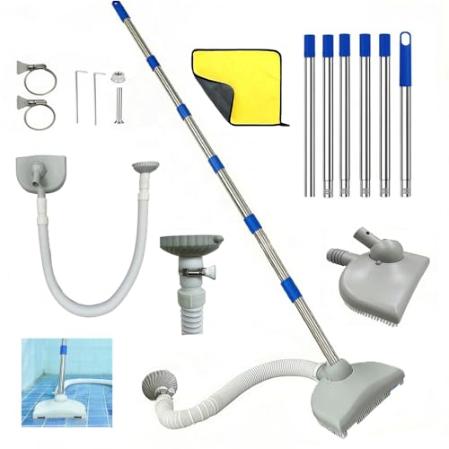Nettoyeur de Sol de Piscine avec Tuyau Rétractable 350 cm, Aspirateur de Sol avec Tige Télescopique de 230 cm, pour Piscine, Etang, Jacuzzi, Salle de Bain et Spa