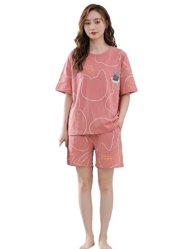 Women Casual Relax Fit Night Lounge Set with Soft Everyday Top and Matching Pajama Bottoms-picture-43