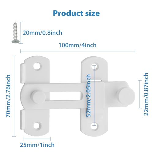 Image of Alise 2pcs 4 Inch White SUS304 Stainless Steel Gate Latches for Barn Door