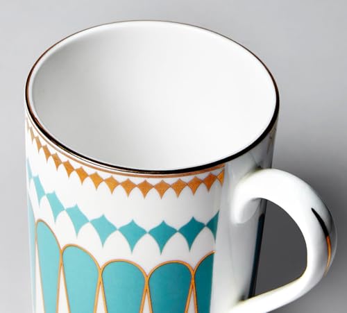 Image of India Circus by Krsnaa Mehta Regal Romance Coffee Mug | Tea Cup with Handles | Dishwasher Safe | Designer Multicolor, Set of 2, 360mL Each