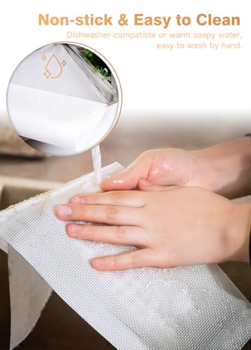 SUCISENI 6 Pack Silicone Dehydrator Sheets (14 x 21 Inch) Premium Non-Stick Silicone Mesh Mat for Fruit Food Dehydrator Reusable Dehydrated Tray Liners for Fruits Meat Vegetables Herbs