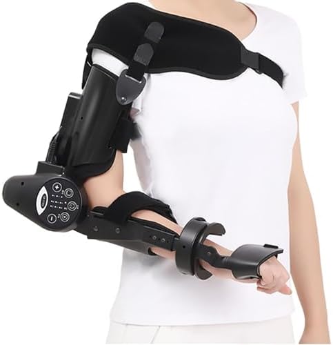 Adjustable Electric Elbow Joint Exercise Device - Arm Training Machine with Hinged Support & Remote Control for Home Fitness, Daily Mobility Practice - Right Hand Rehabilitation