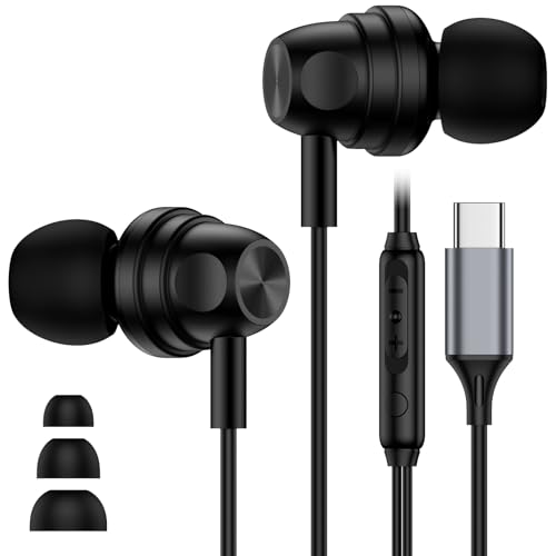 USB C Kopfhörer Wired für iPhone 17 Air 16 15 Pro Max Plus, Wired Earbuds In-Ear Type C Ohrhörer mit Mikrofon für Samsung Galaxy S25 Ultra S24 S23 FE S22 S21 A16 A17 A35 A36 A53 A54 A55 A56 5G