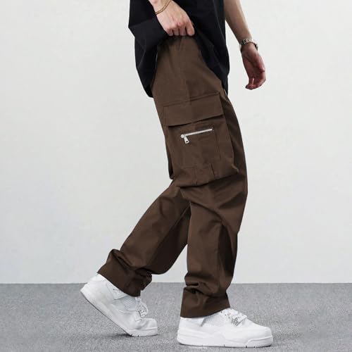Mens Pants Casual Slim Fit Baggy 2025 Pants Cargo with Multi Pockets Solid Relaxed Fit Trousers Big and Tall Outfit4
