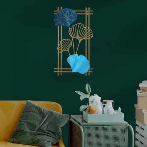 Arte de pared multifuncional de ginkgo: escultura metálica vegetal 3D 4