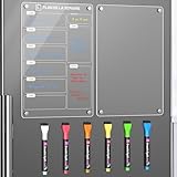 Langaelex Lot de 2 Tableaux Magnétiques Frigo (1 Imprimer Planning Semaine + 1 Vierge Tra...