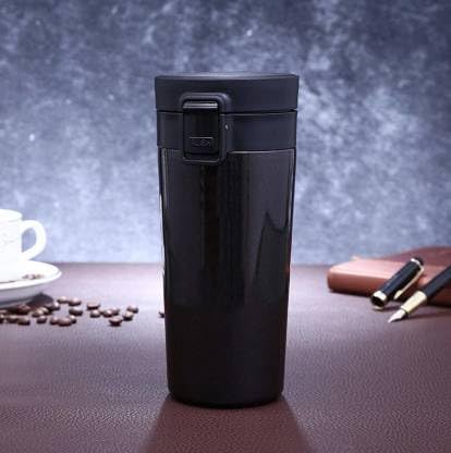 Image of Insulated Thermal Coffee Mug, Stainless Steel Travel Mug | Double Wall Vacuum Insulated, Black | 8 Hrs Hot & 14 Hours Cold | Ideal for Personal & Corporate Gifting-380ml-Black