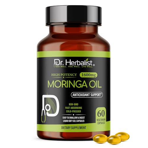 Image of Dr. HERBALIST Moringa Oil Softgels 1600mg, Cold Pressed, Halal 60ct