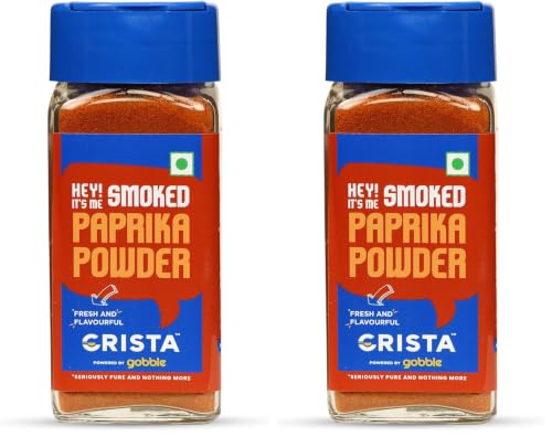 Image of CRISTA Smoked Paprika Powder from Fresh & Flavourful Dried Chillies with Zero added Colours, Fillers, Additives & Preservatives Smoky Flavour & Aroma 45 gms (Pack of 2)