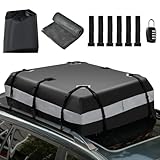 FANTASK Dachbox für Auto, wasserdichter Dachkoffer mit Zahlenschloss & 6 Türhaken & Anti-Rutsch-Matte & Tragetasche, Faltbare Gepäckbox für alle Fahrzeuge mit/ohne Gepäckträger (Grau)