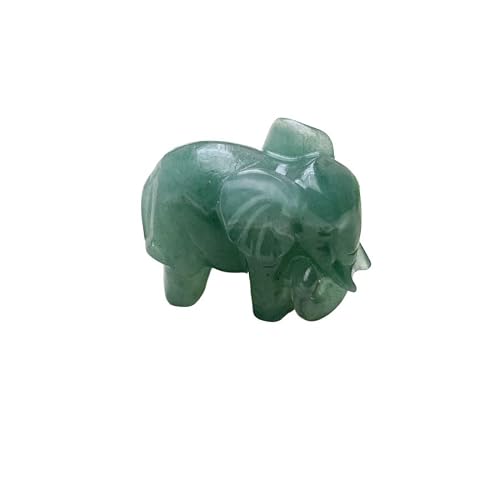 HUFFA Natural Crystal Elephant Carved Stone Figurine - Unique Animal Decor for Home and Office(Greenaventurine)