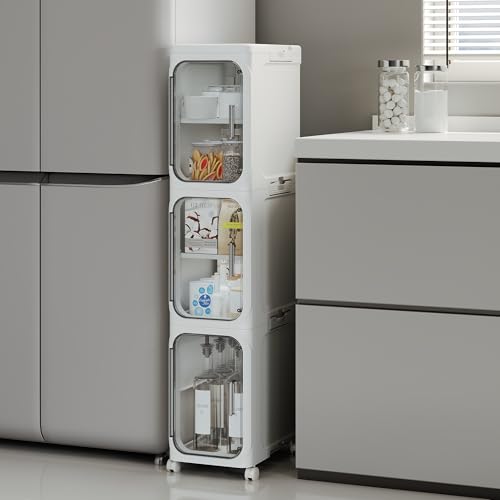 Lifelongpal 3-Tier Tall Narrow Storage Cabinet, Slim Bathroom Storage Cabinet