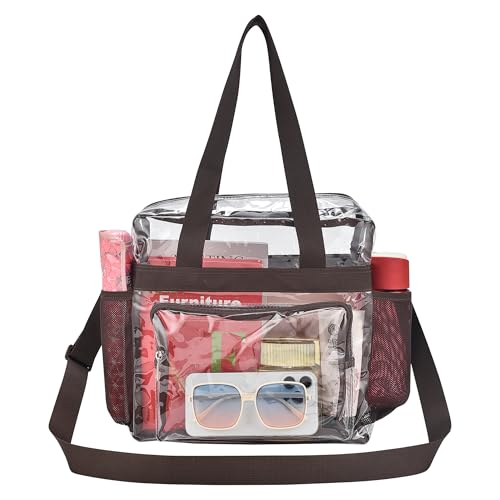 Image of Busiuw Clear Bag for Stadium Events, Stadium Approved 12x12x6 Clear Tote Bag for Sport Fan, Work Concert Travel