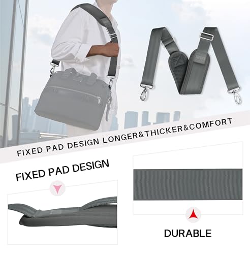 Image of 59 Inch Shoulder Straps, Soft with Ultra-Thick Fixed Shoulder Pad, Two Way Independently Adjustable Buckle Replacement Straps for Laptop Bag Messenger Bag Tool Bag Luggage,Deep Gray