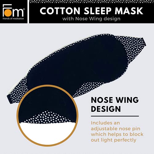 Friends Of Meditation 100% Cotton Sleep Mask | Light Blocking Sleep Eye Mask, Comfortable & Soft, Night Eye Mask For Travel | 100% Blackout W Nose Wire & Adjustable Band (Black) - Image 4