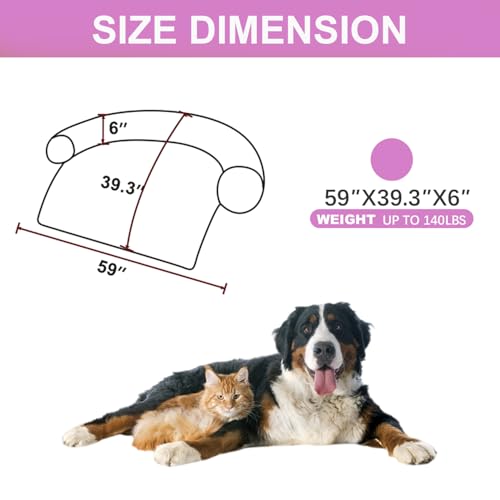 Image of Luxurious Calming Dogs /Cats Bed Mats, Dog Pad Washable Removable Couch Cover, Plush Long Fur Mat for Pets, Waterproof Lining, Perfect for Small, Medium and Large Dogs and Cats (Pink, 59 inchx39 inch)