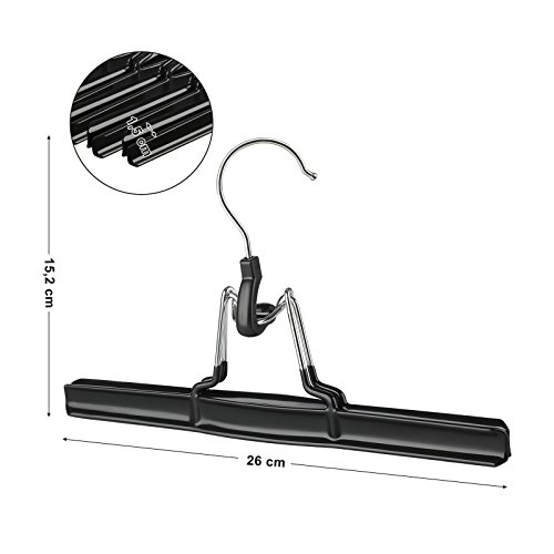 SONGMICS Hosenbügel 10 Stück aus Metall - Hosenspanner Rockbügel Kleiderbügel Klemmbügel Rockspanner um 360°drehbarer Haken für Röcke… – Ansicht 5