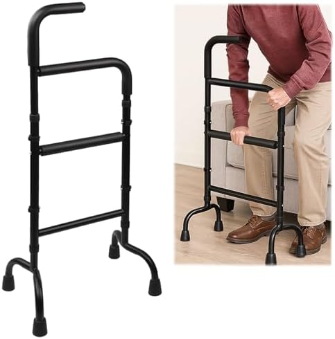 Adjustable Stand Assist for Elderly – 2-in-1 Standing Rail & Walking Cane with Anti-Slip Handle, 300lb Capacity – Ideal for Daily Living
