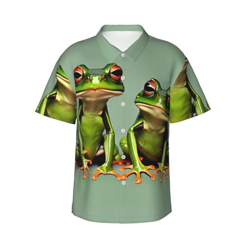 Chemise hawaïenne homme grenouilles vertes, le cadeau de vacances parfait