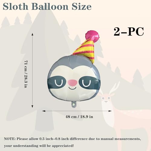 Image of Sloth Balloons Sloth Foil Birthday Balloons Animal Balloon 2pcs | Jungle Themed Balloon Kids Birthday Party Supplies Baby Shower Party Decoration