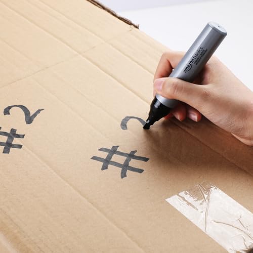 Amazon Basics Pennarelli Indelebili Con Grande Punta A Scalpello, Nero, Confezione Da 12 - 7