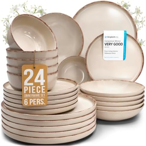 Ceramic Plates Set for 6 People Rustic 24 Pieces – Rustic and Mod...